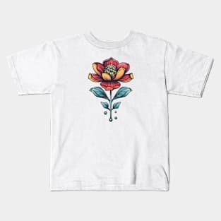 Tattoo style flower Kids T-Shirt